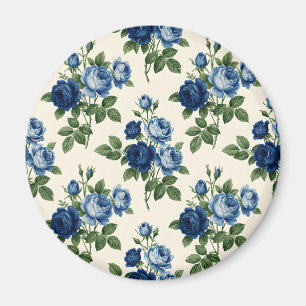 Blaue Rosen-Blumenmuster Magnet