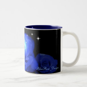 Blaue Rosen-Blumenmuster-Tasse Zweifarbige Tasse
