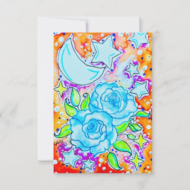 Blaue Rosen Dankeskarte (Vorderseite)