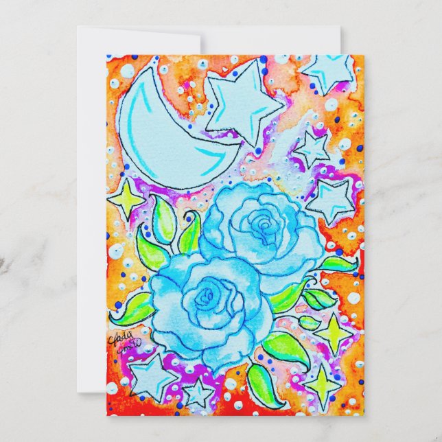 Blaue Rosen Einladung (Vorderseite)