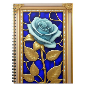 Blaue Rosen-Gestaltung in Buntglas Notizblock