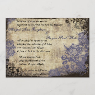 Blaue Rosen Hochzeitseinladung im Vintage-Stil Einladung