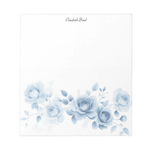 Blaue Rosen im Vintage-Blumendesign Notizblock