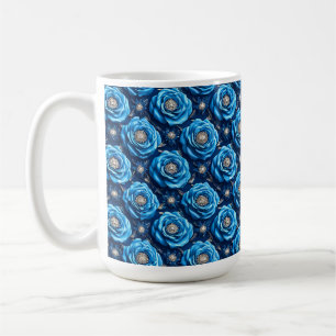 Blaue Rosen Luxus-Blumen-Nacht-Design Kaffeetasse