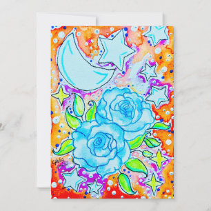 Blaue Rosen Mitteilungskarte
