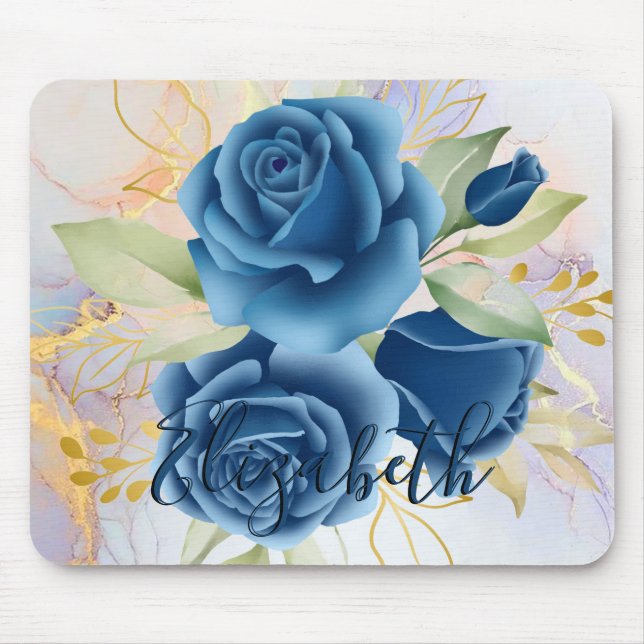 Blaue Rosen Mousepad (Vorne)
