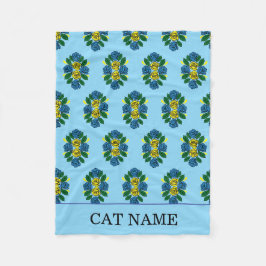 Blaue Rosen Muster Kanalboot Katze Fleecedecke