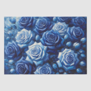 Blaue Rosen Ölmalerei Découpage Seidenpapier