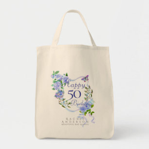 Blaue Rosen-Schleife 50. Geburtstag Tragetasche