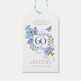 Blaue Rosen-Schleife 60. Geburtstag Geschenkanhänger