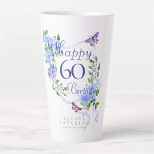 Blaue Rosen-Schleife 60. Geburtstag Milchtasse
