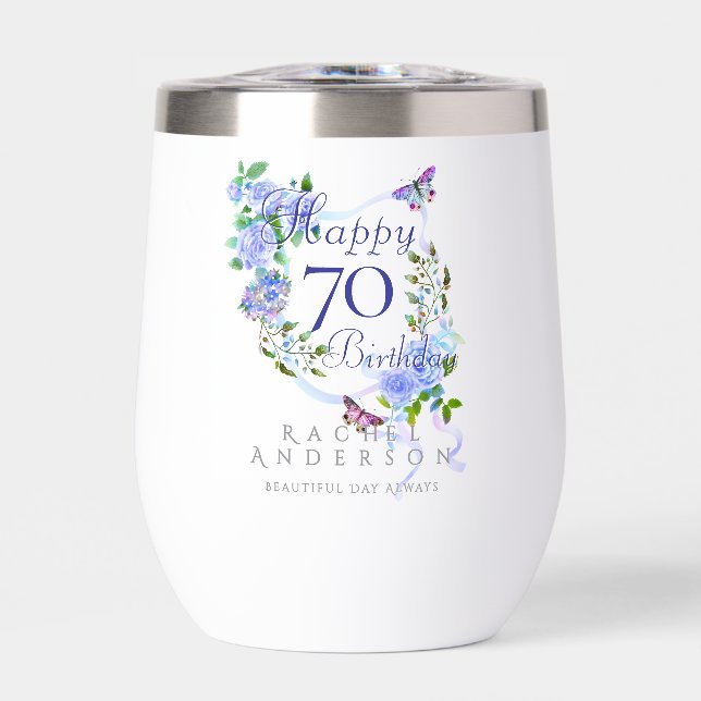 Blaue Rosen-Schleife 70. Geburtstag (Vorderseite)