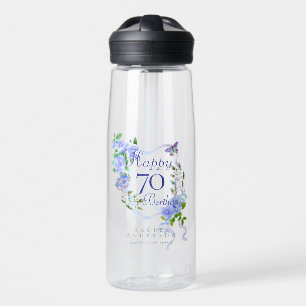 Blaue Rosen-Schleife 70. Geburtstag Trinkflasche