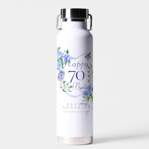 Blaue Rosen-Schleife 70. Geburtstag Trinkflasche