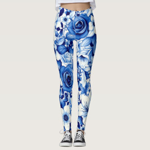 blaue Rosen-Symphonie-Leggings Leggings