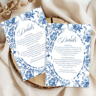 Blaue Rosen Toile Elegante Florale Details Kartens Begleitkarte