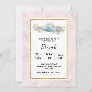 Blaue Rosen und Kronen-Blumen-Muttertags-Brunch Einladung