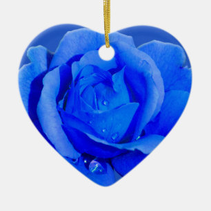 Blaue Rosen-Verzierung Personalisierte Rosen-Dekor Keramik Ornament