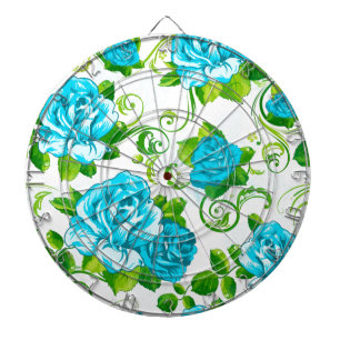 Blaue Rosen weißer Hintergrund Dartscheibe