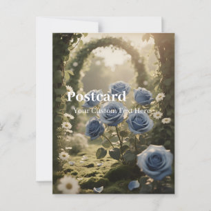Blaue Rosenblüte – Elegante romantische Botschaft Postkarte
