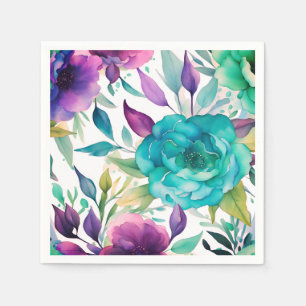 Blaue Rosenblüten Serviette