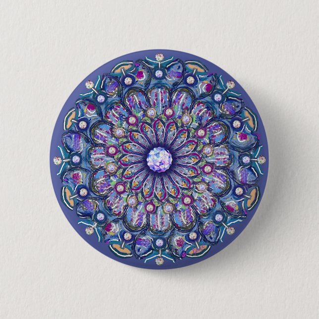 blaue Rosette Button (Vorderseite)