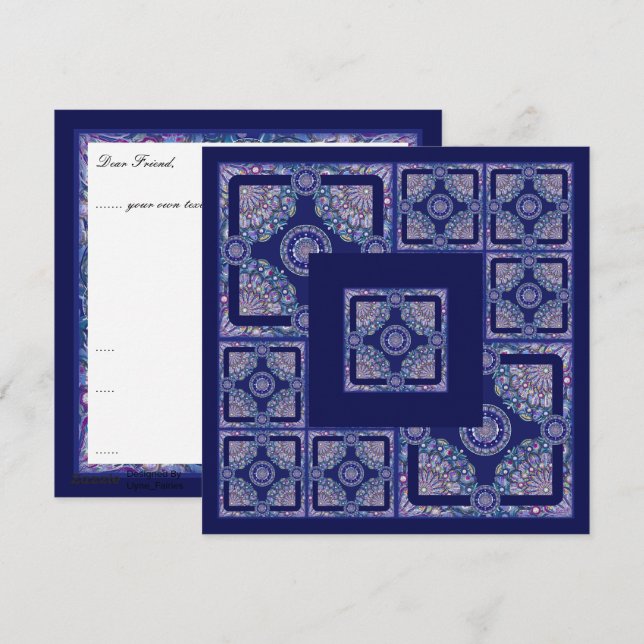 Blaue Rosette Feiertagskarte (Vorne/Hinten)
