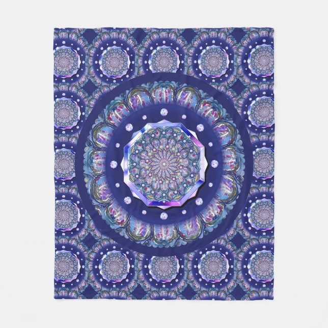Blaue Rosette Fleecedecke (Vorderseite)