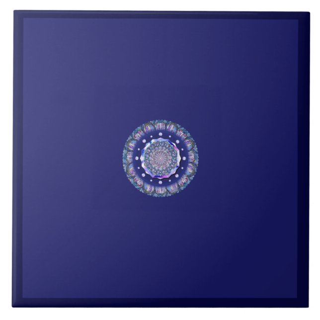 blaue Rosette Fliese (Vorderseite)