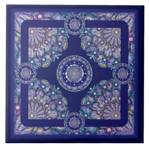 blaue Rosette Fliese