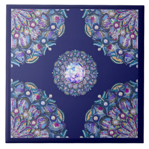 blaue Rosette Fliese