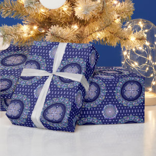 Blaue Rosette Geschenkpapier