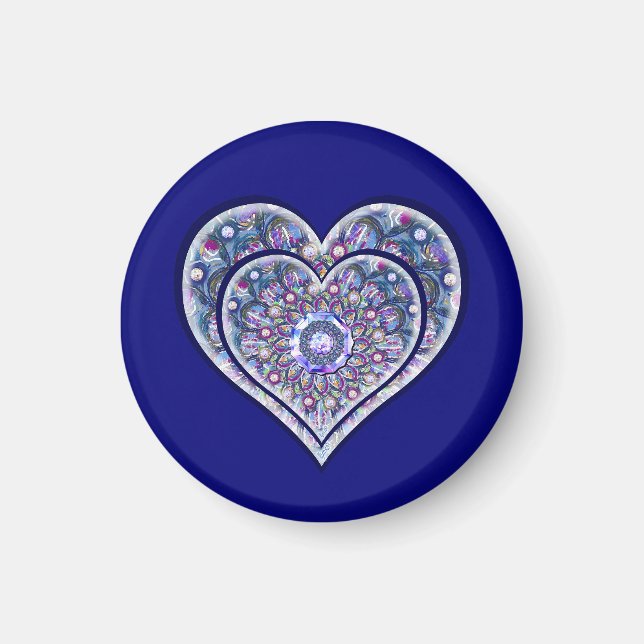 Blaue Rosette Magnet (Vorne)