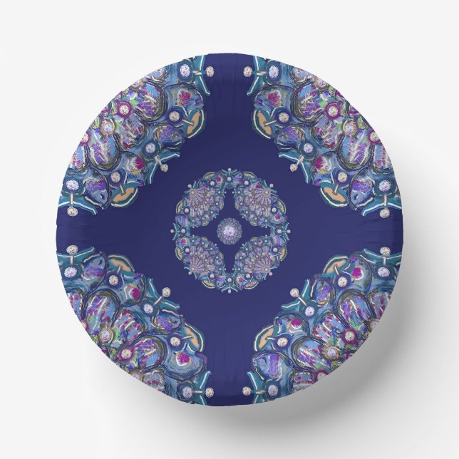 Blaue Rosette Pappteller (Vorderseite)