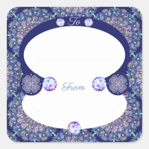 Blaue Rosette Quadratischer Aufkleber