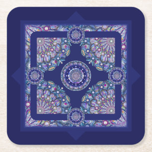 Blaue Rosette Rechteckiger Pappuntersetzer