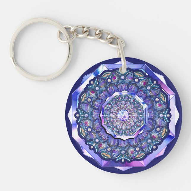 blaue Rosette Schlüsselanhänger (Vorderseite)