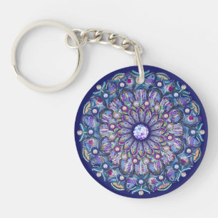 blaue Rosette Schlüsselanhänger