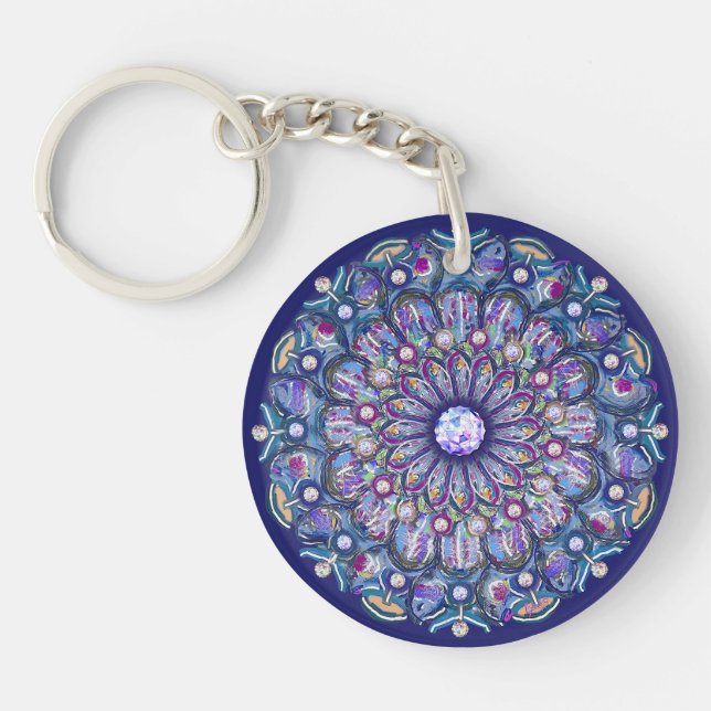 blaue Rosette Schlüsselanhänger (Vorderseite)