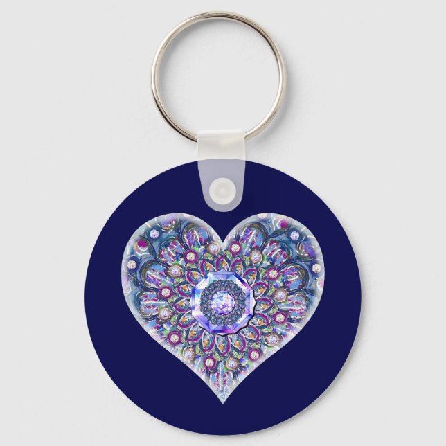 Blaue Rosette Schlüsselanhänger (Vorderseite)