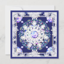 Blaue Rosette & Schneeflocke