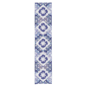 Blaue Rosette & Schneeflocke Kurzer Tischläufer