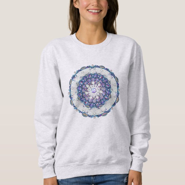 Blaue Rosette & Schneeflocke Sweatshirt (Vorderseite)