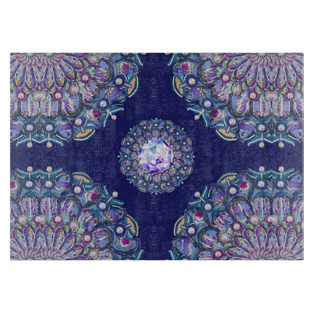 Blaue Rosette Schneidebrett (Vorderseite)