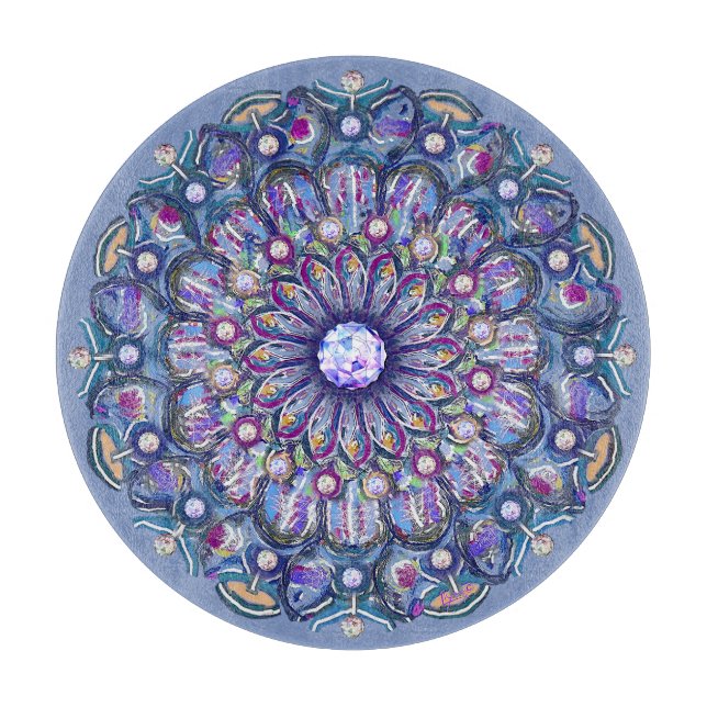 Blaue Rosette Schneidebrett (Vorderseite)