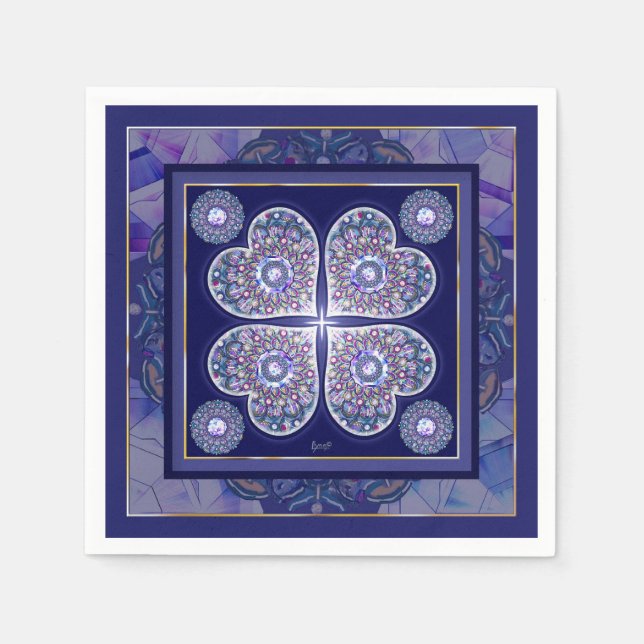 Blaue Rosette Serviette (Vorderseite)