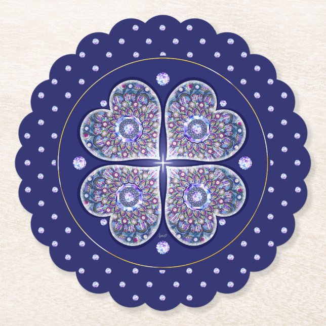 Blaue Rosette Untersetzer (Vorderseite)