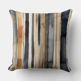 Blaue Rost und beige abstrakte Streifen Kissen