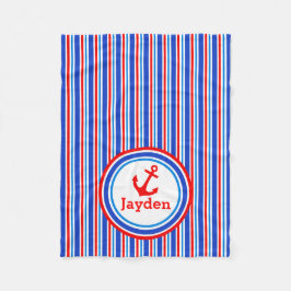 Blaue, rot-weiße Streifenankerdecke Fleecedecke