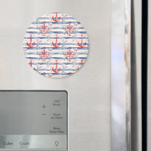 Blaue rote Anker Blumen Streifen Strand Magnet